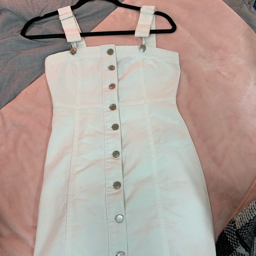 White denim button up dress